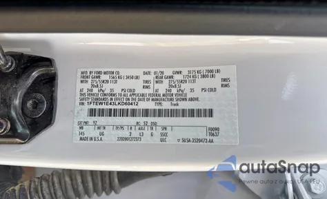 2020 Ford F150 Supercrew из США, поврежденный, VIN 1FTEW1E43LKD60412